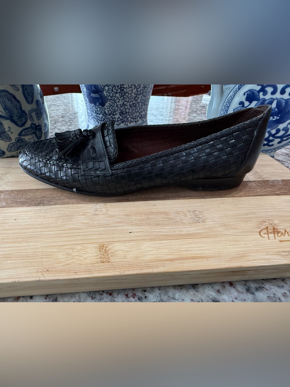 Cole Haan Black Woven Leather Tassel Slip-On Loafers - Picture 6 of 9